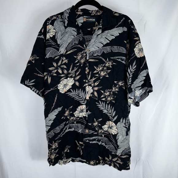 Wingo Shirt Hawaiian Tropical Palm tree floral Short sleeve button up Top 90's - Picture 8 of 9